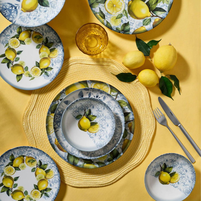 Hermia GBSATN24KY4E41963 Juego de Cena de Porcelana 24 Piezas para Experiencia Gastronómica Sofisticada y Duradera, Apto Microondas y Lavavajillas
